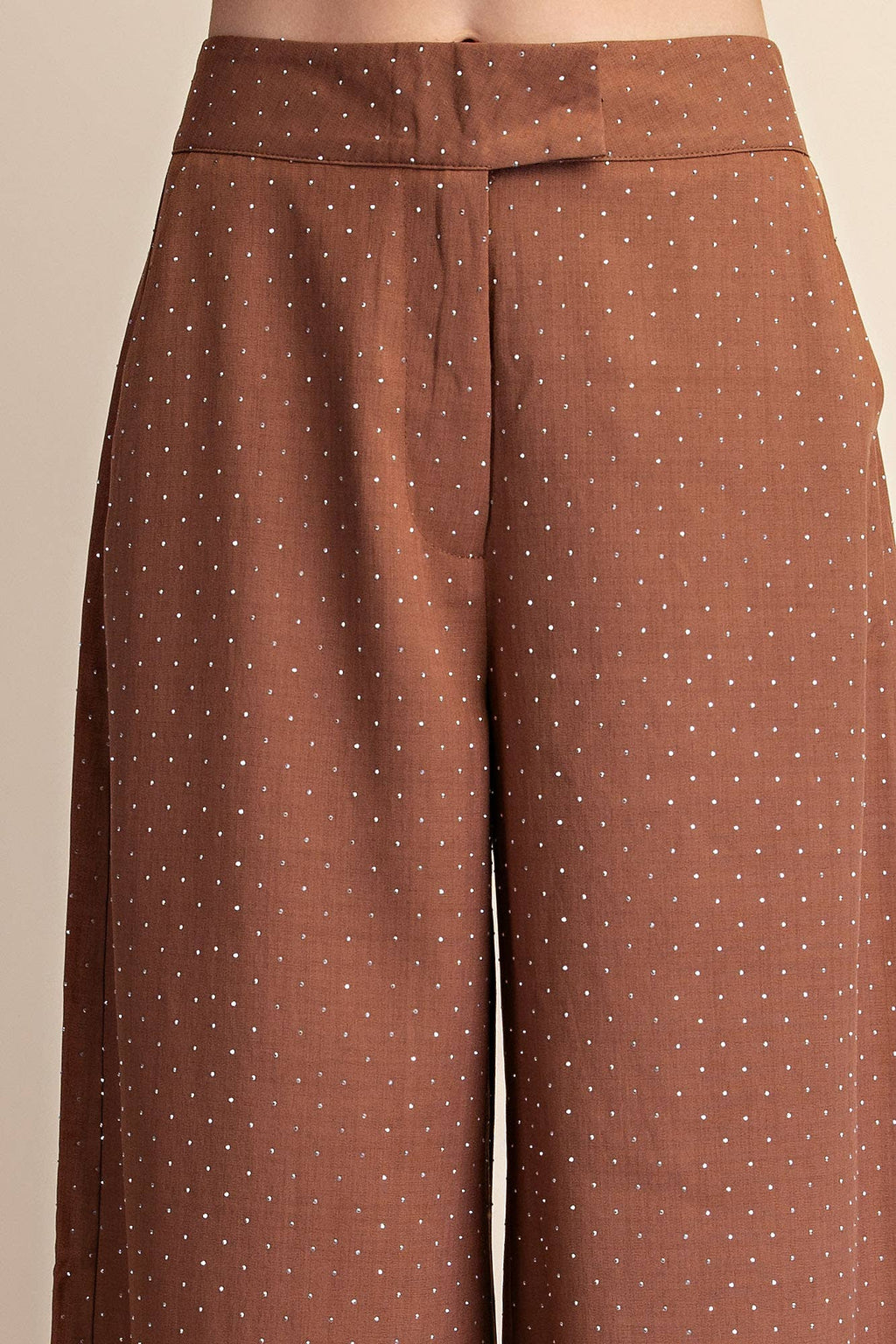 Rhinestones Wide Leg Pants