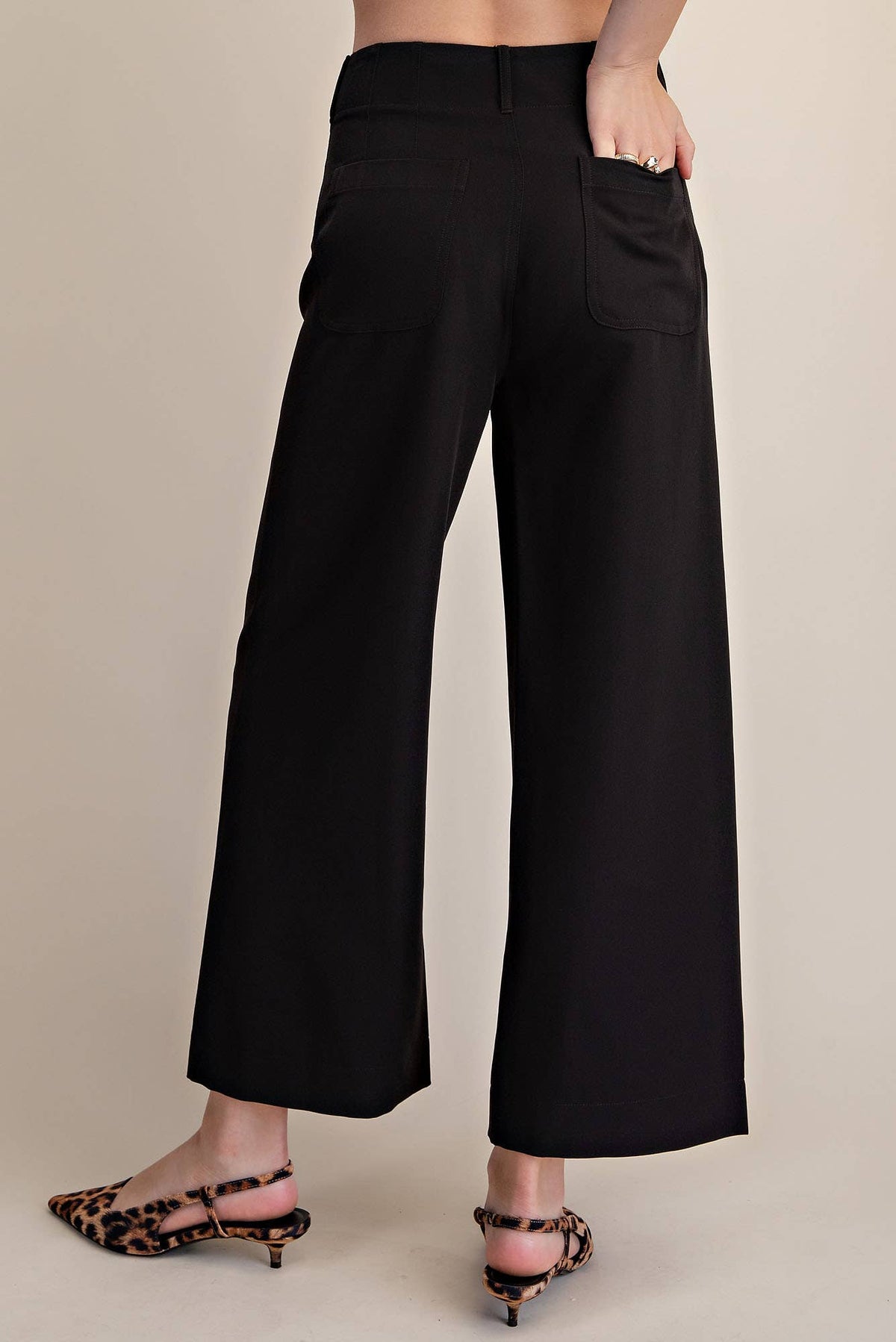 Cropped Wide-Leg Stretchy Pants