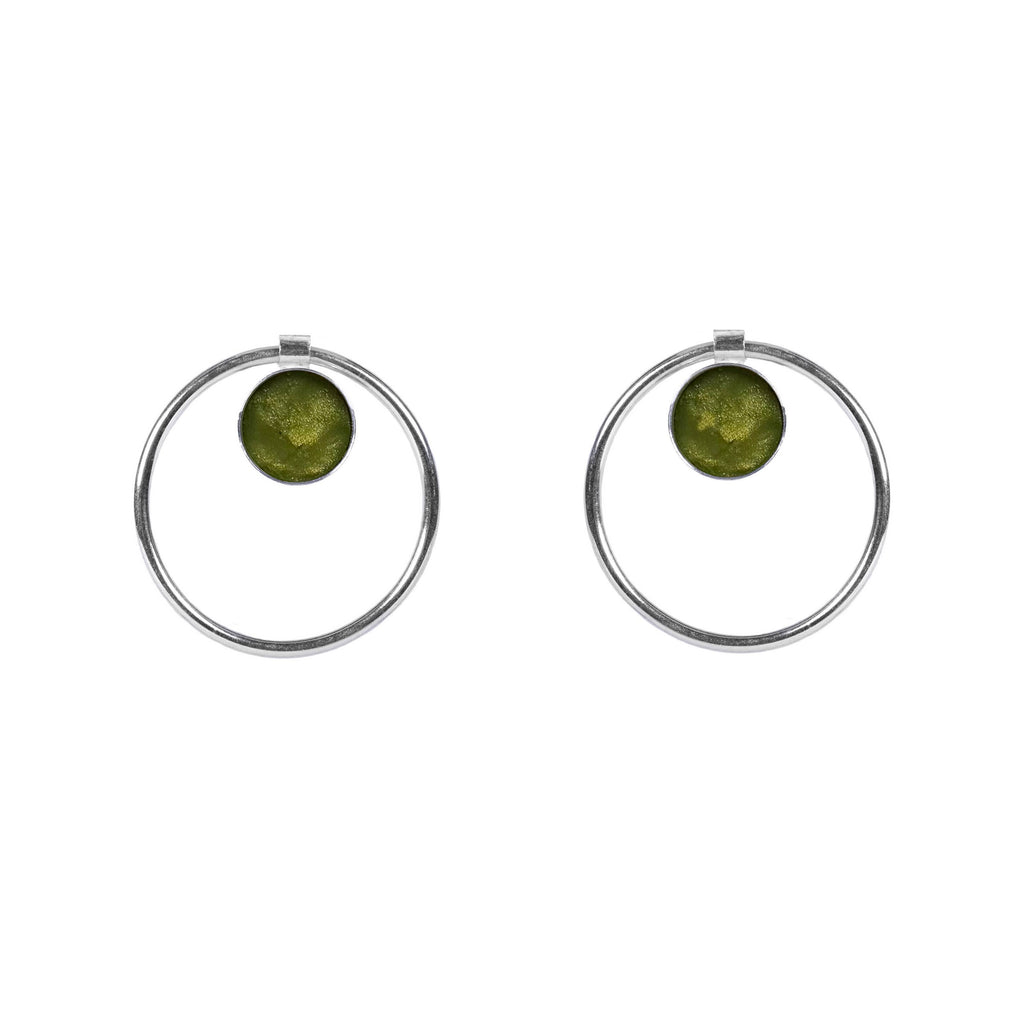 Peridot Annulet Earrings - Sterling Silver