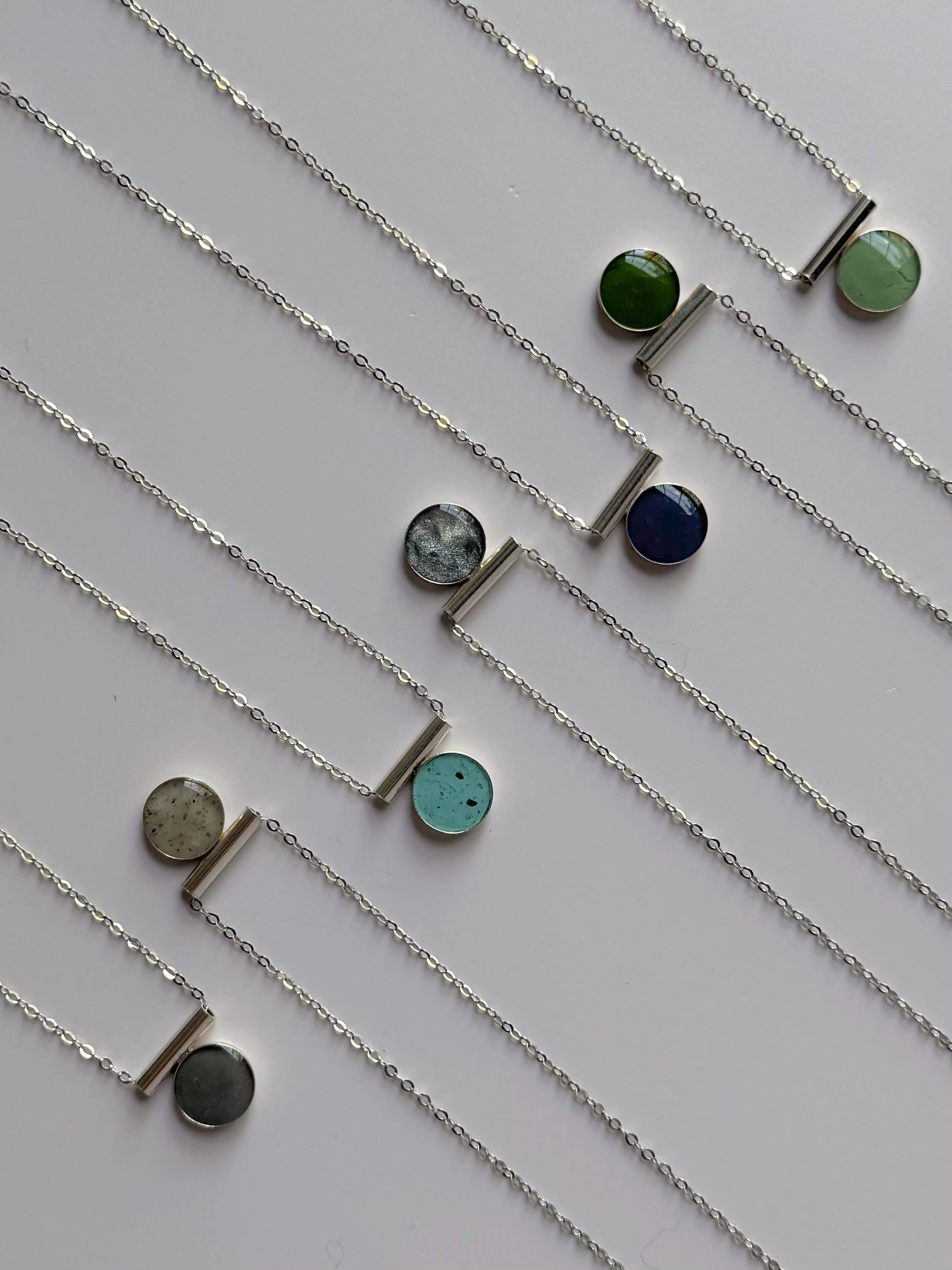 Granite Inlay Pendant Necklace - Sterling Silver