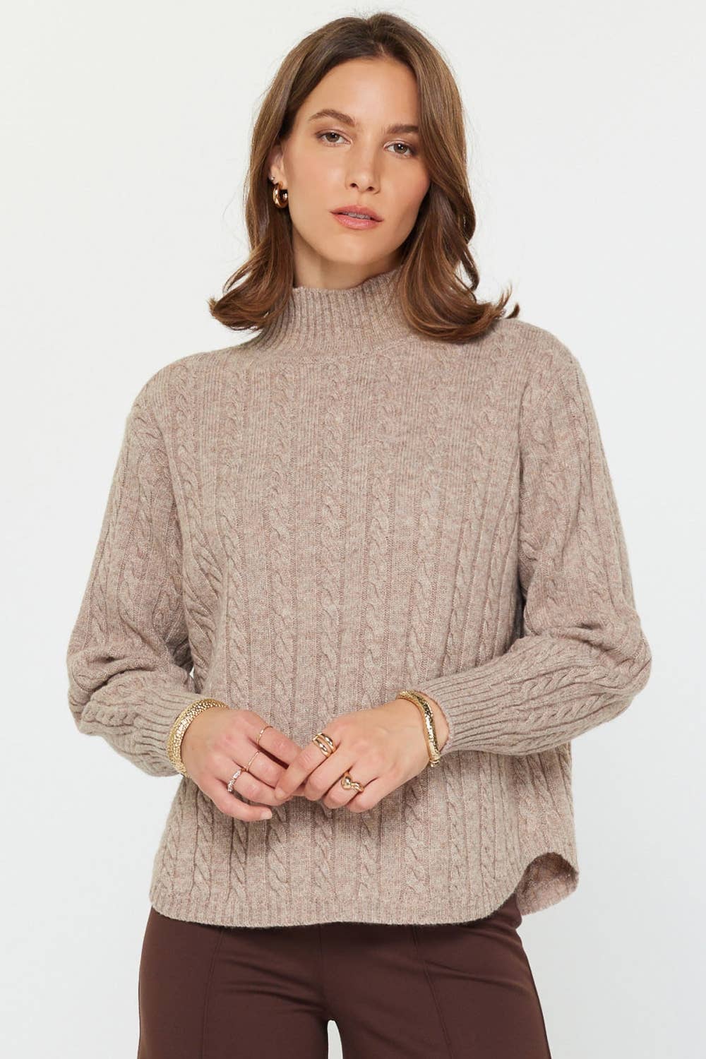 Wool Blend Cable Knit Sweater