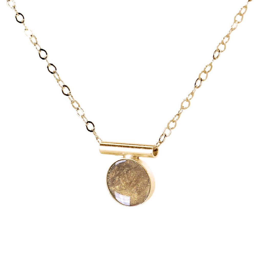 Sunstone Inlay Pendant Necklace - 14K Gold Fill