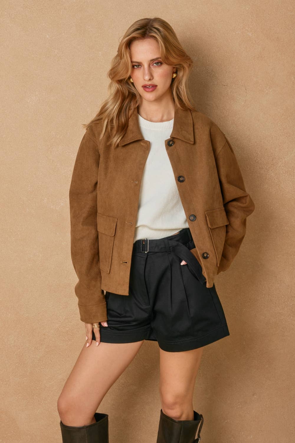 Suede Collared Jacket