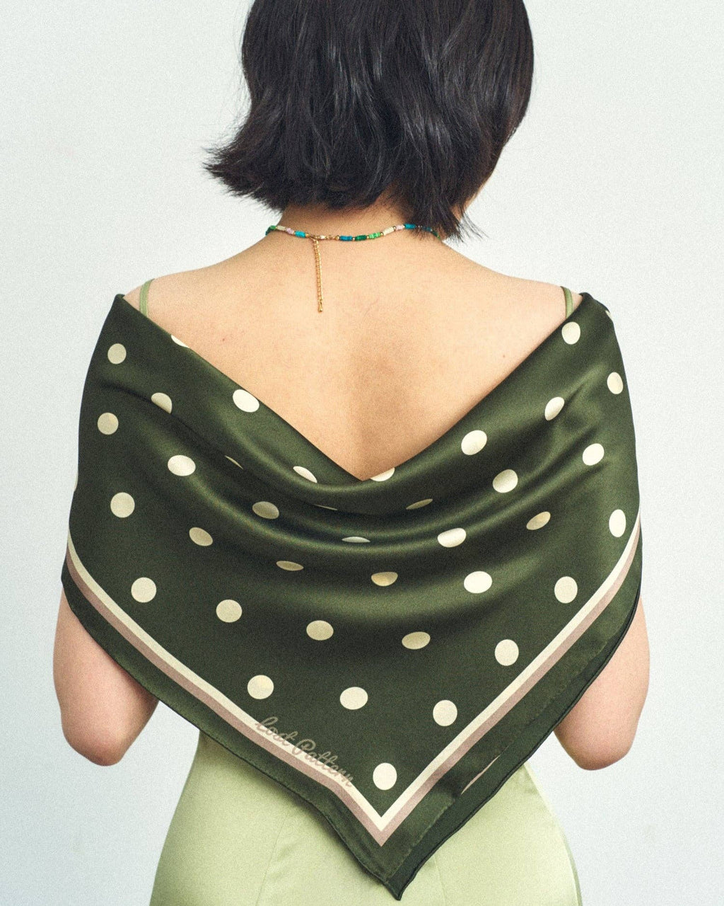 Exhibit 012: Matcha Polka Dot Silk Scarf