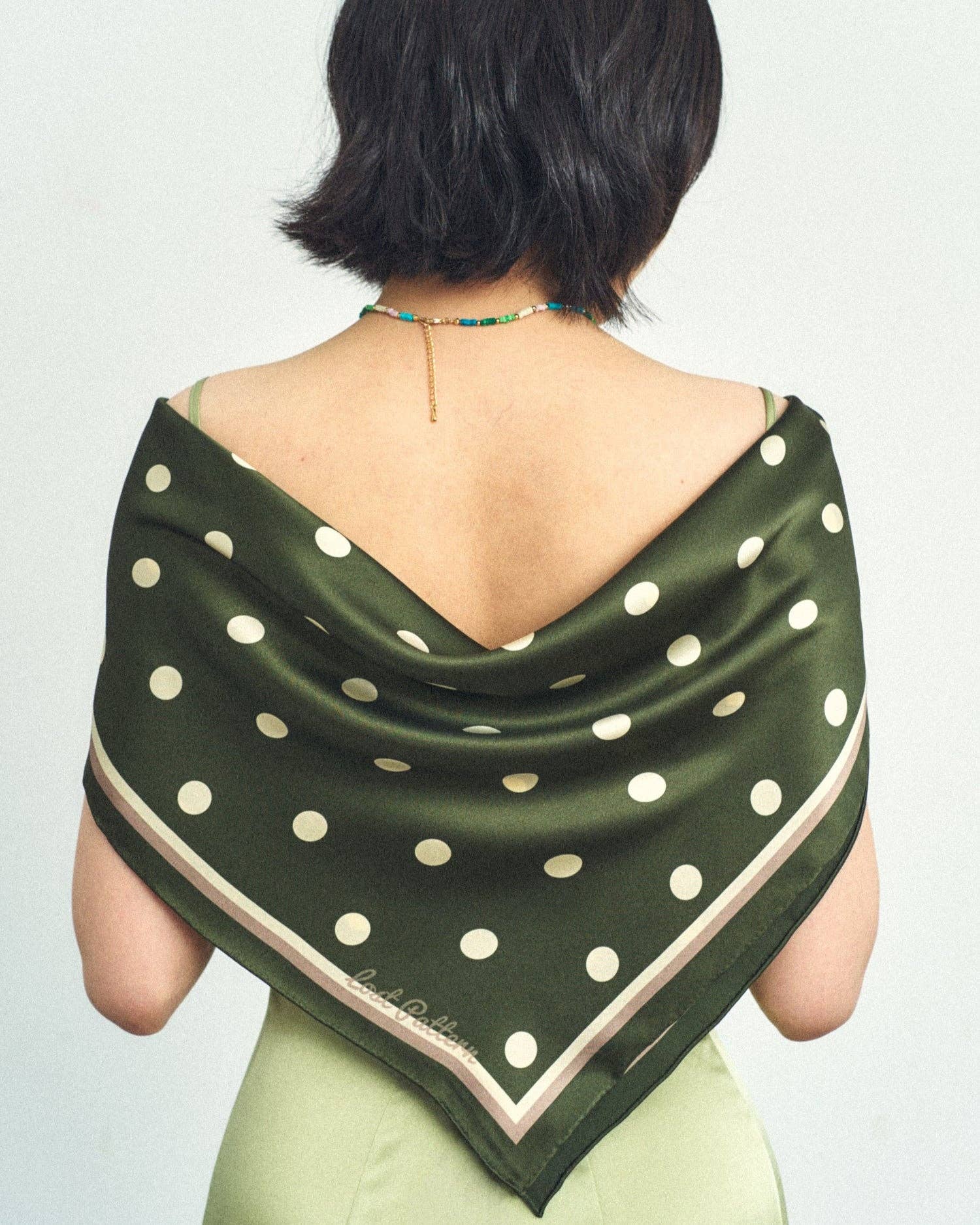 Exhibit 012: Matcha Polka Dot Silk Scarf