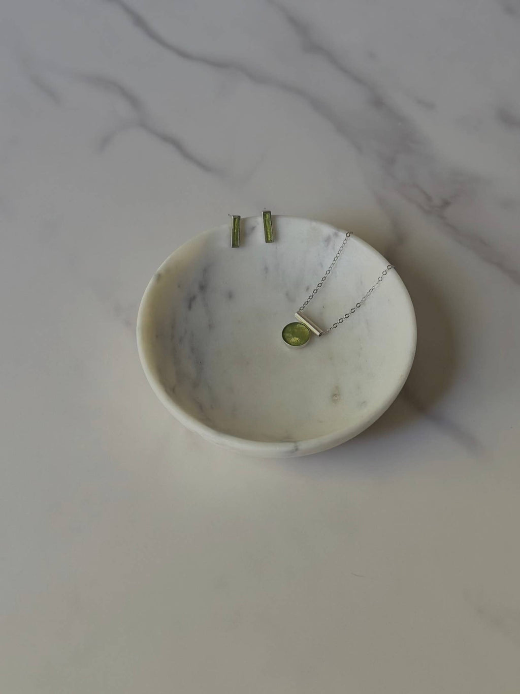Peridot Inlay Pendant Necklace - Sterling Silver