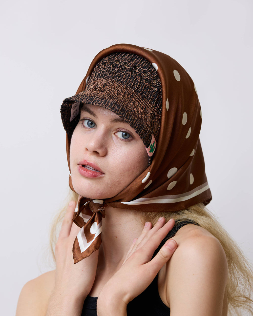 Exhibit 009: Retro Polka Dot Silk Scarf