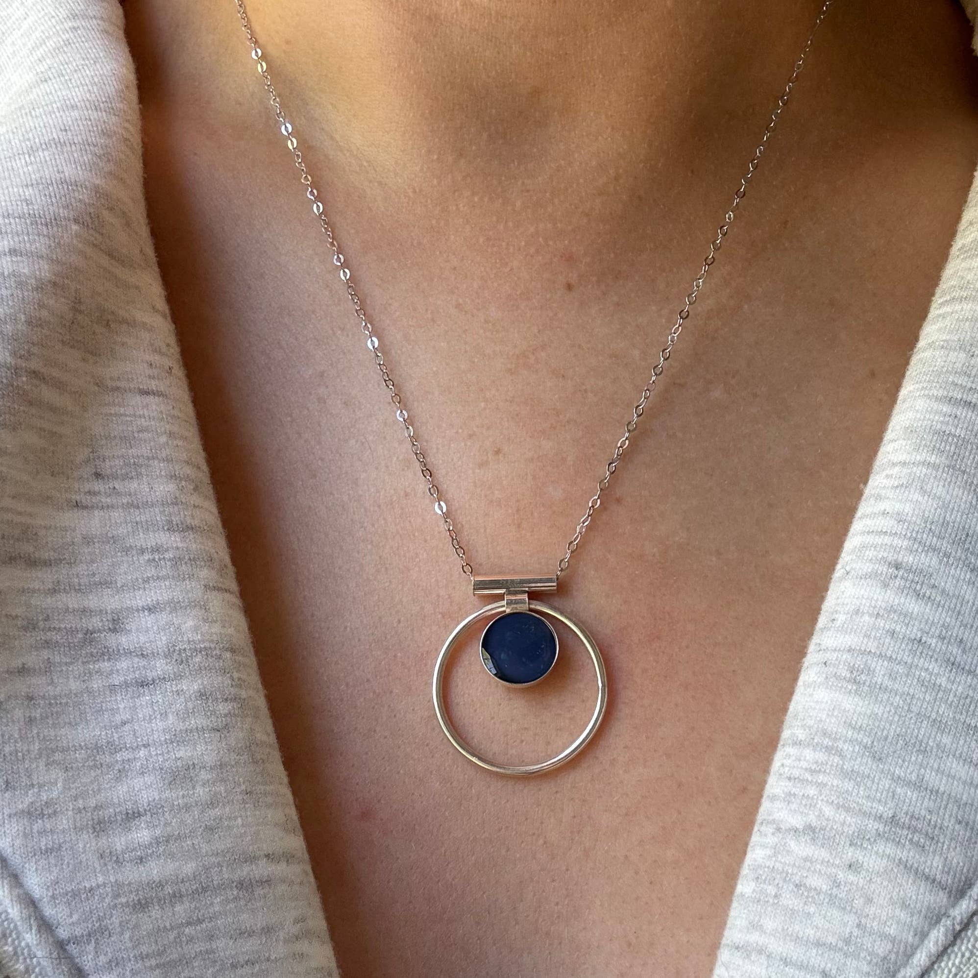 Sapphire Annulet Necklace - Sterling Silver