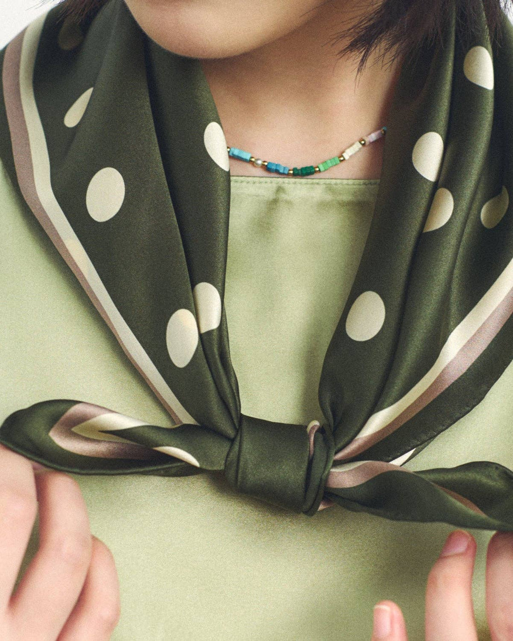 Exhibit 012: Matcha Polka Dot Silk Scarf