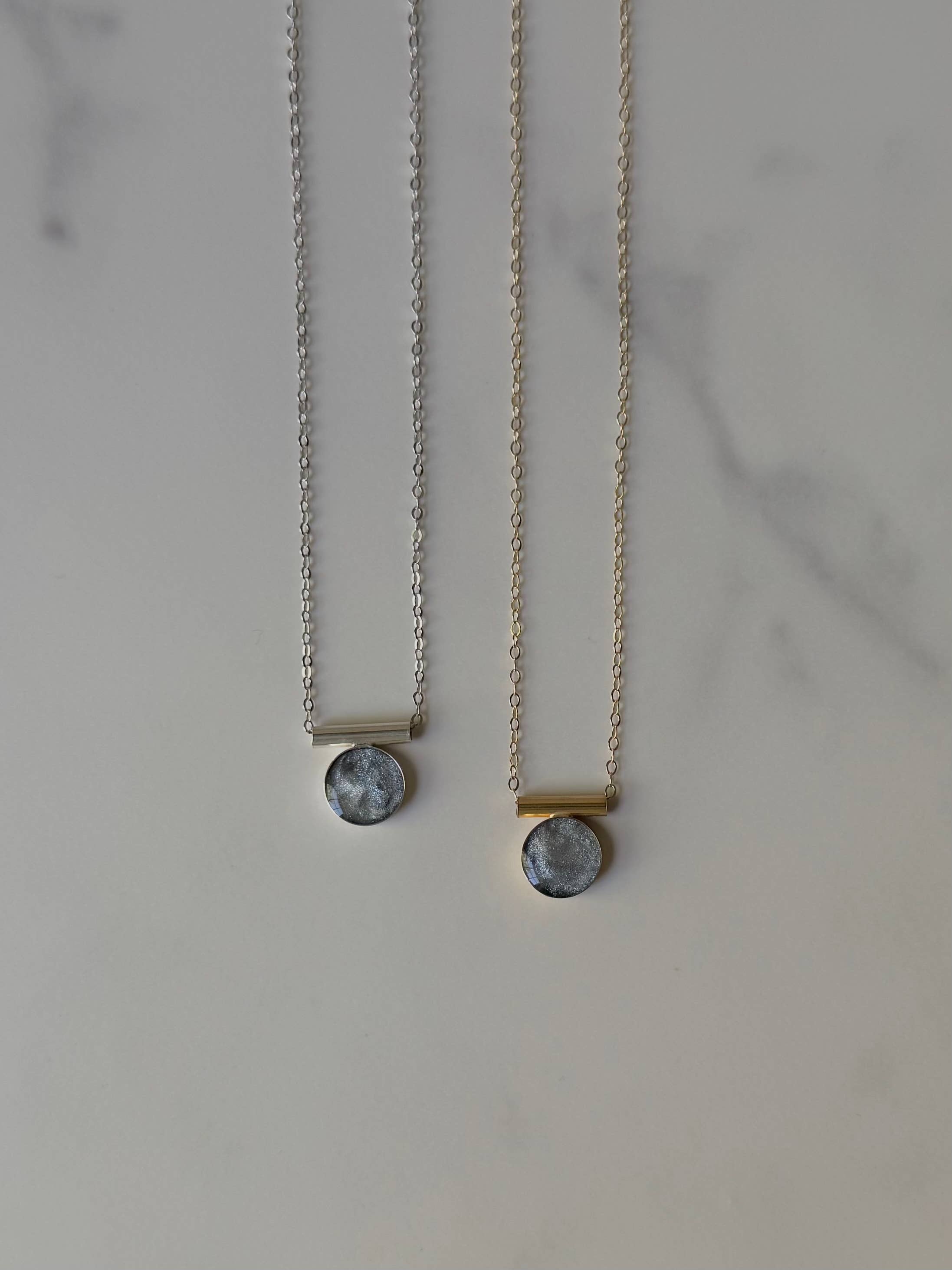 Granite Inlay Pendant Necklace - Sterling Silver