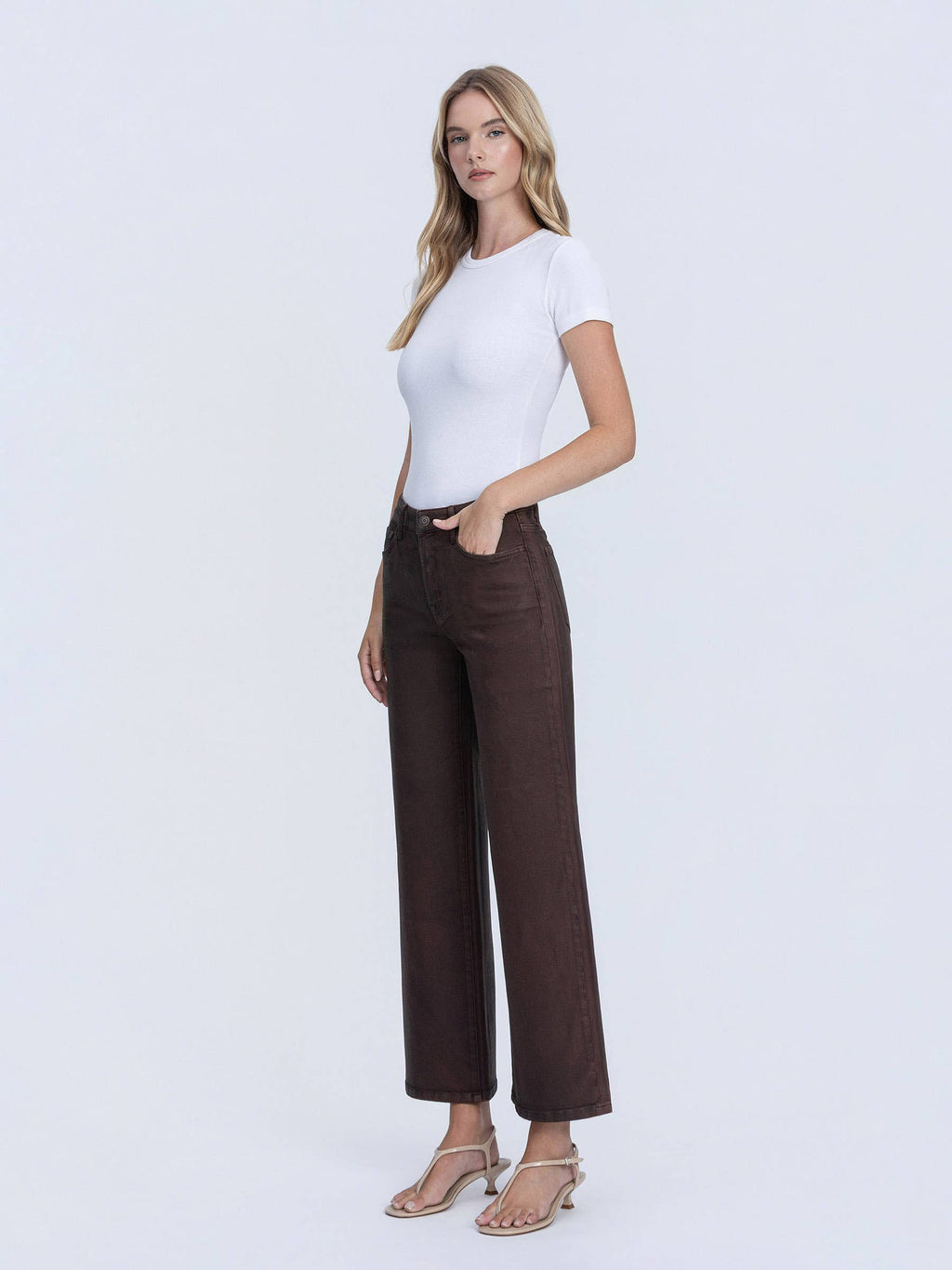 High Rise Coffee Jeans
