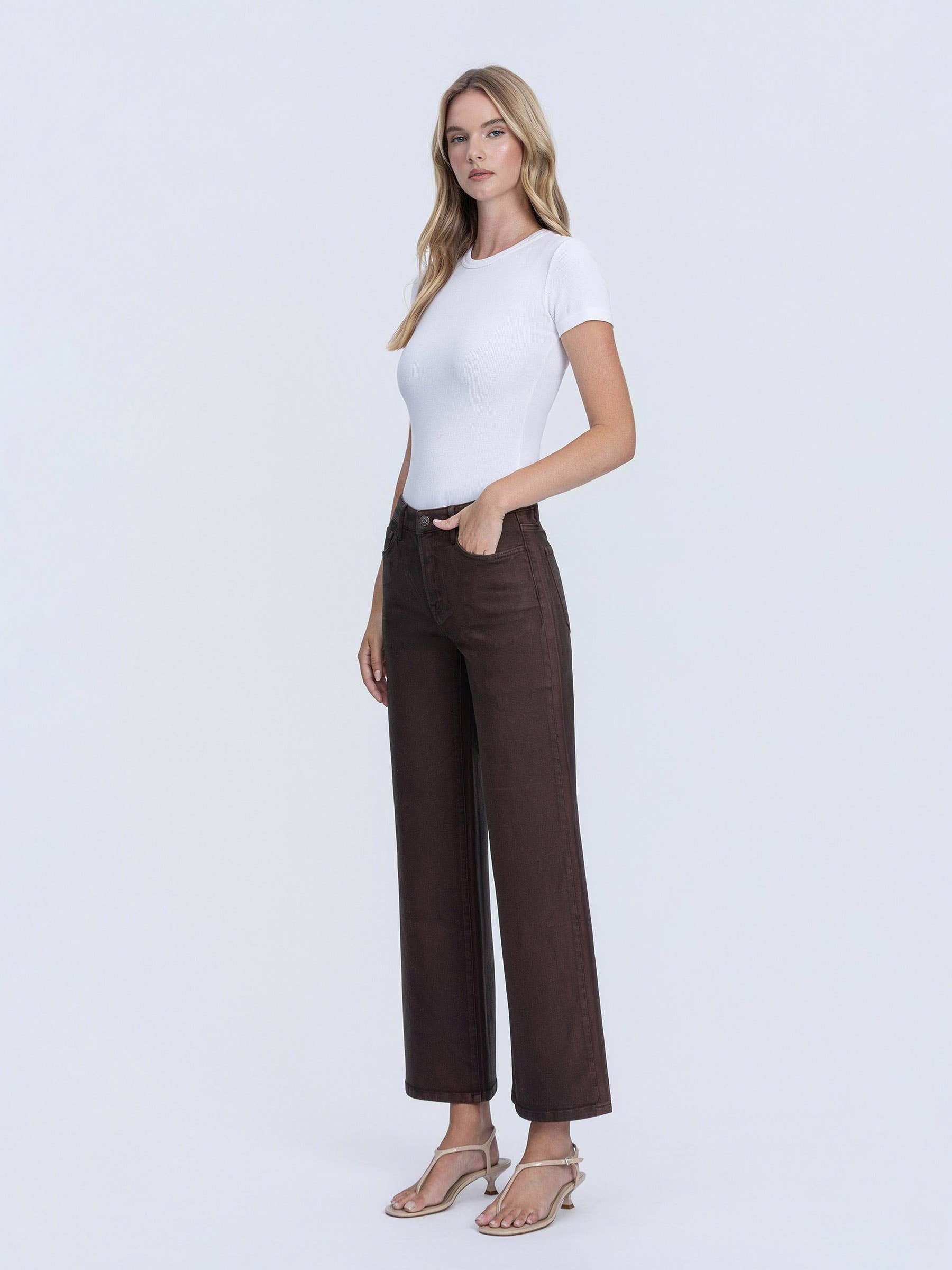 High Rise Coffee Jeans