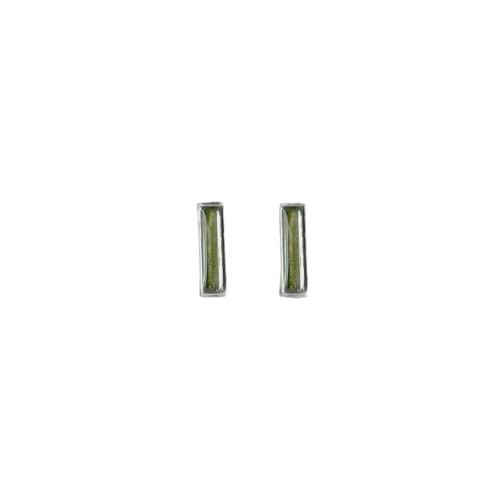 Peridot Inlay Stud Earrings - Sterling Silver