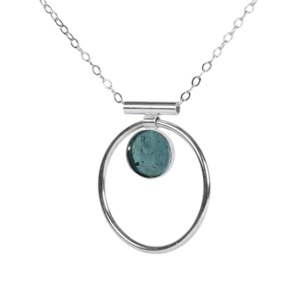 Turquoise Annulet Necklace - Sterling Silver