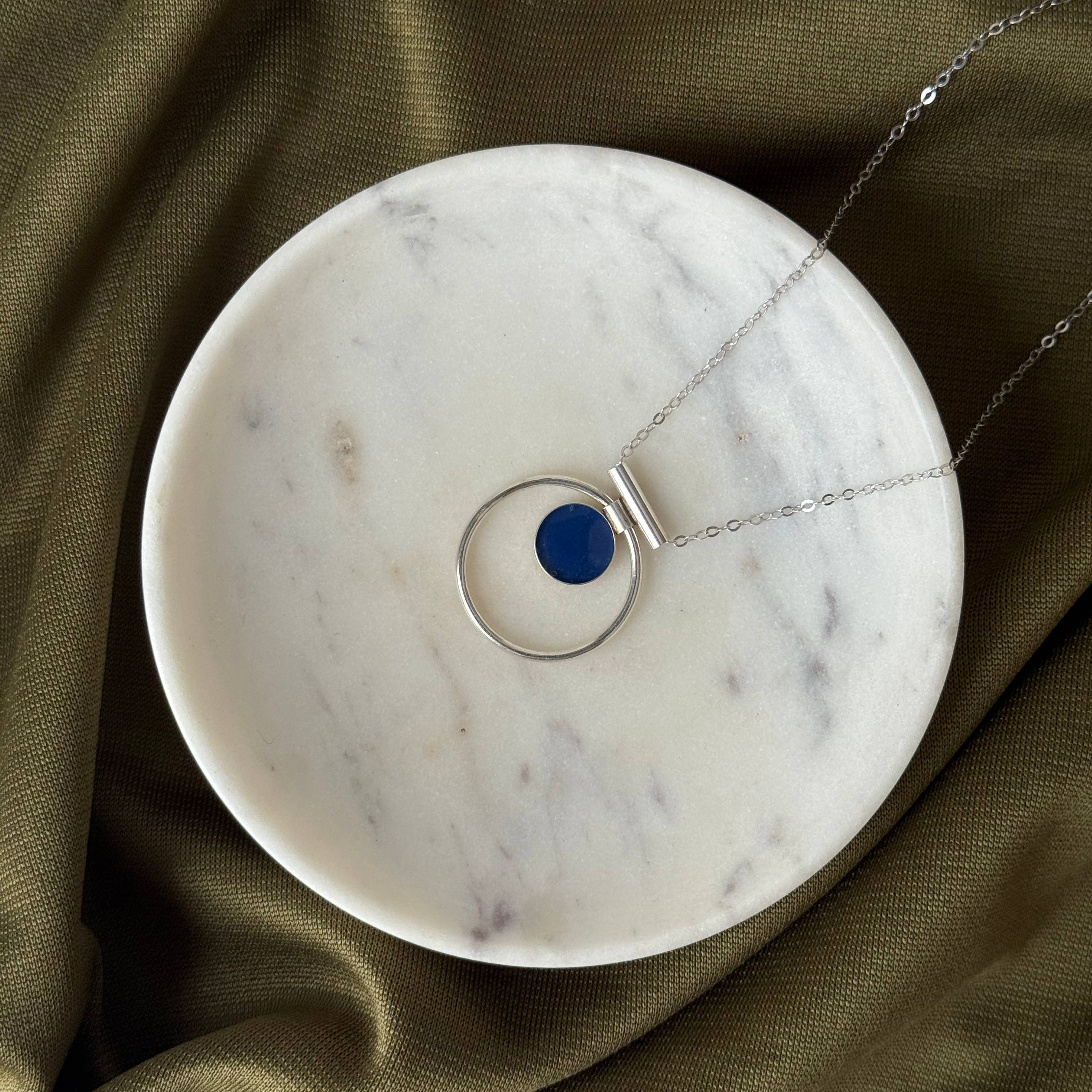 Sapphire Annulet Necklace - Sterling Silver
