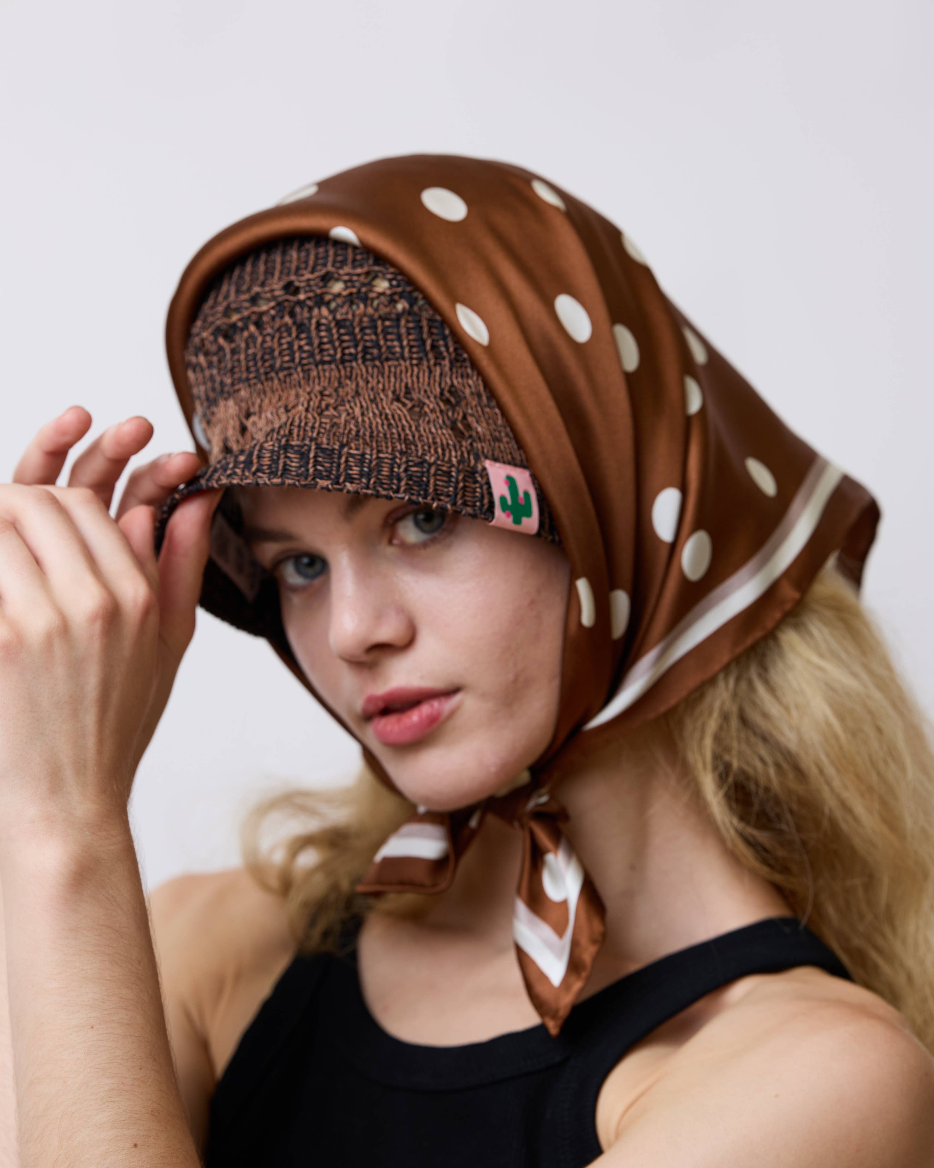 Exhibit 009: Retro Polka Dot Silk Scarf