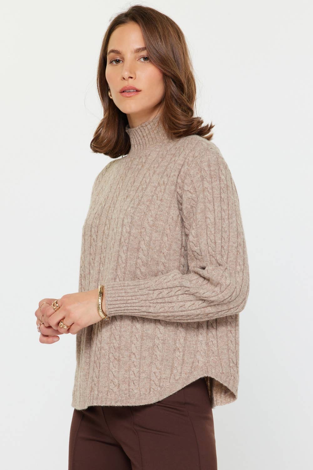 Wool Blend Cable Knit Sweater