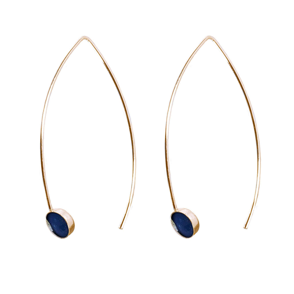 Sapphire Marquise Hoops - 14K Gold Fill