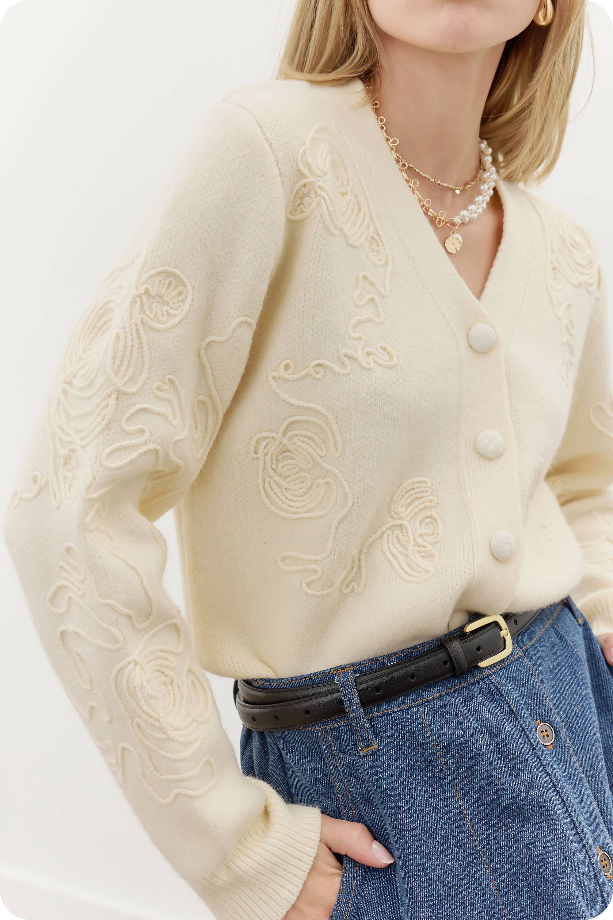 Floral Embroidered Cardigan