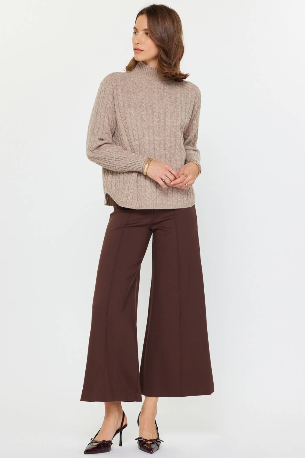 Wool Blend Cable Knit Sweater
