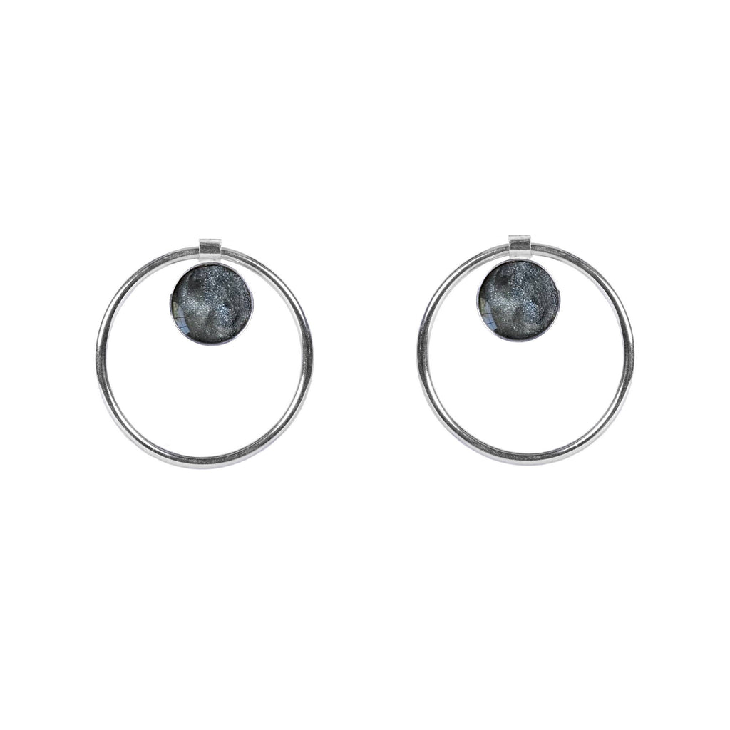 Granite Annulet Earrings - Sterling Silver