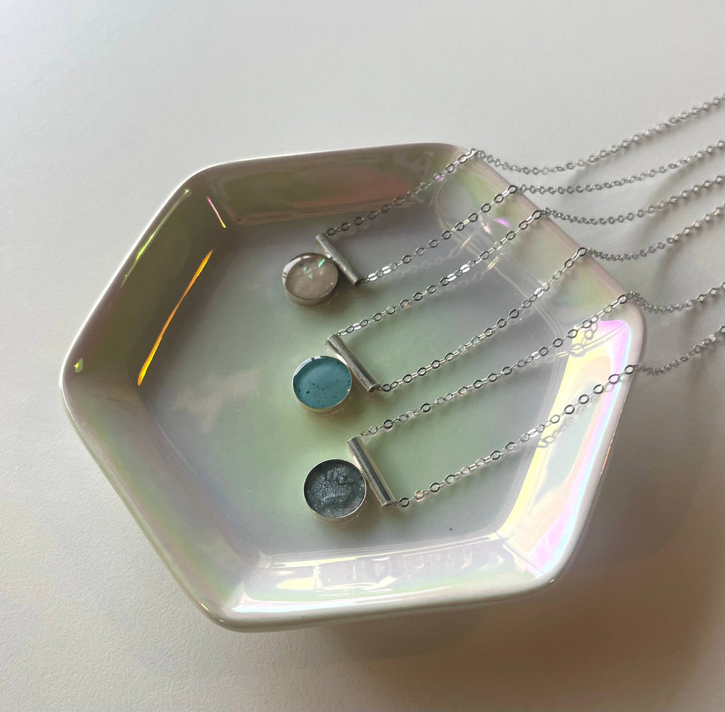 Granite Inlay Pendant Necklace - Sterling Silver