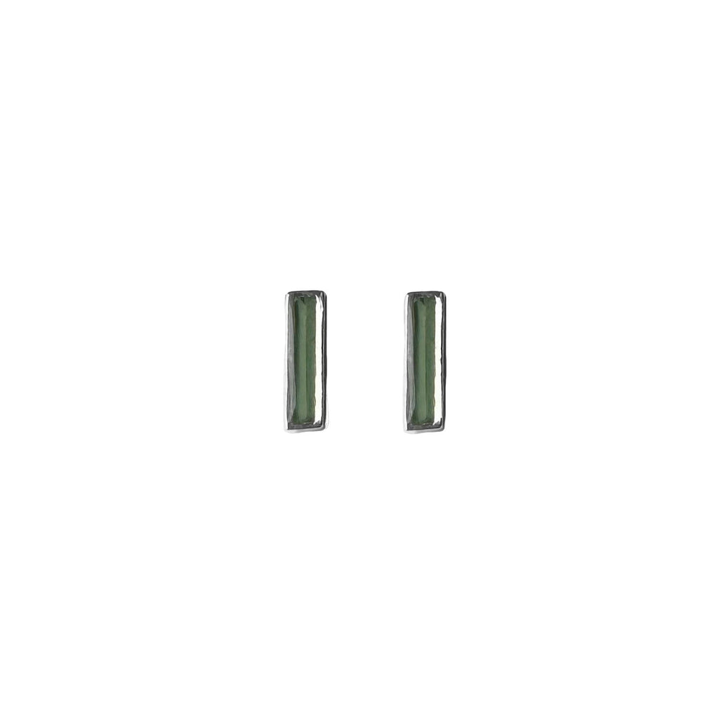 Jade Bar Studs - Sterling Silver