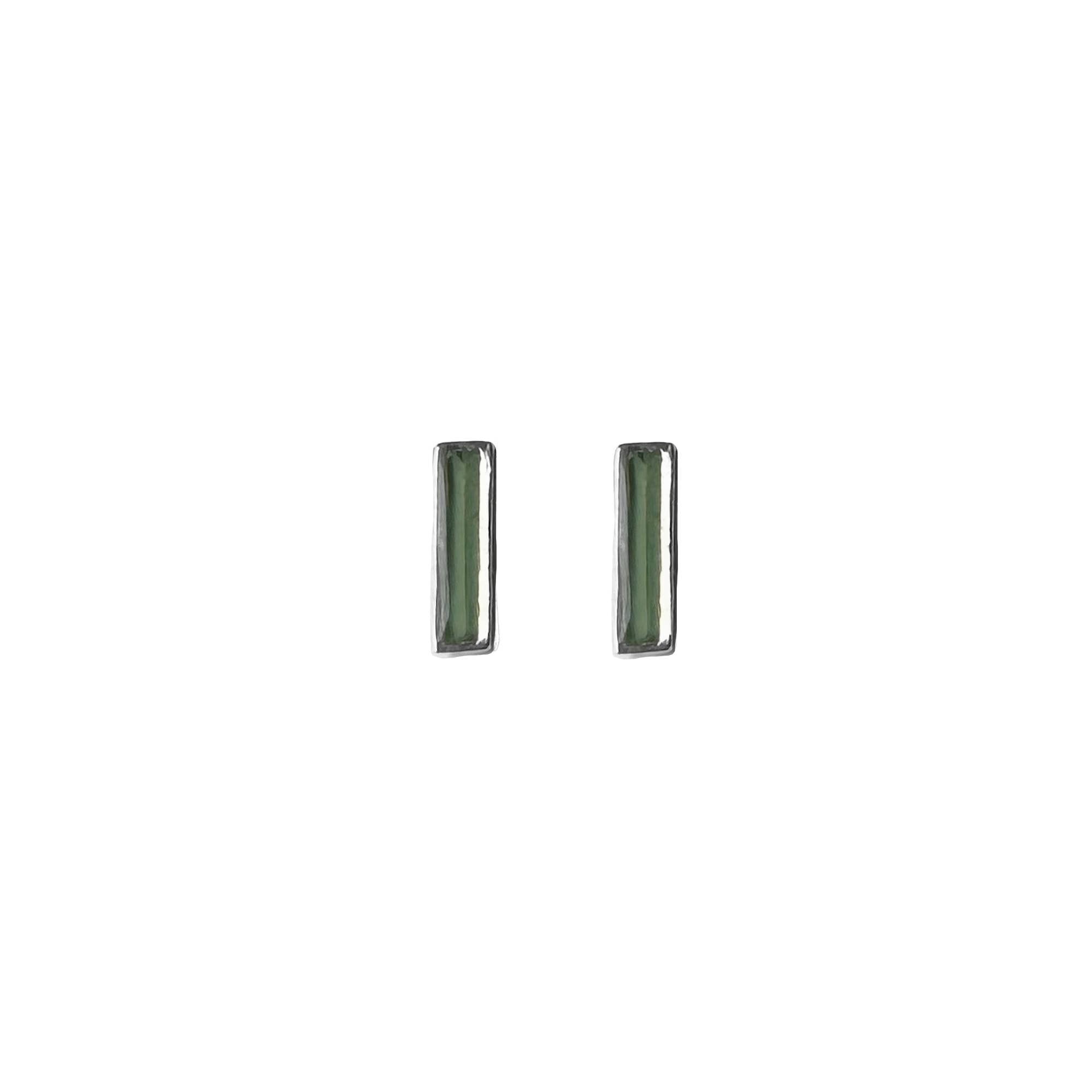 Jade Bar Studs - Sterling Silver