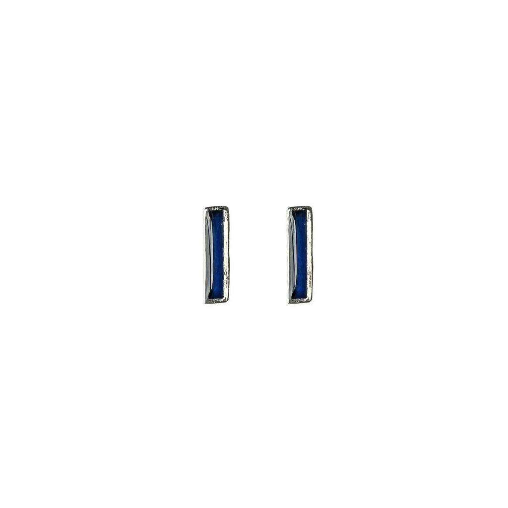 Sapphire Bar Studs - Sterling Silver