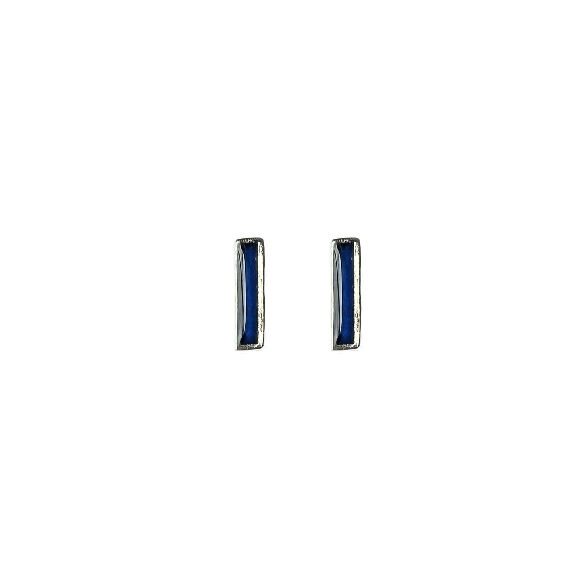 Sapphire Bar Studs - Sterling Silver
