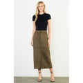Olive Suede Column Skirt