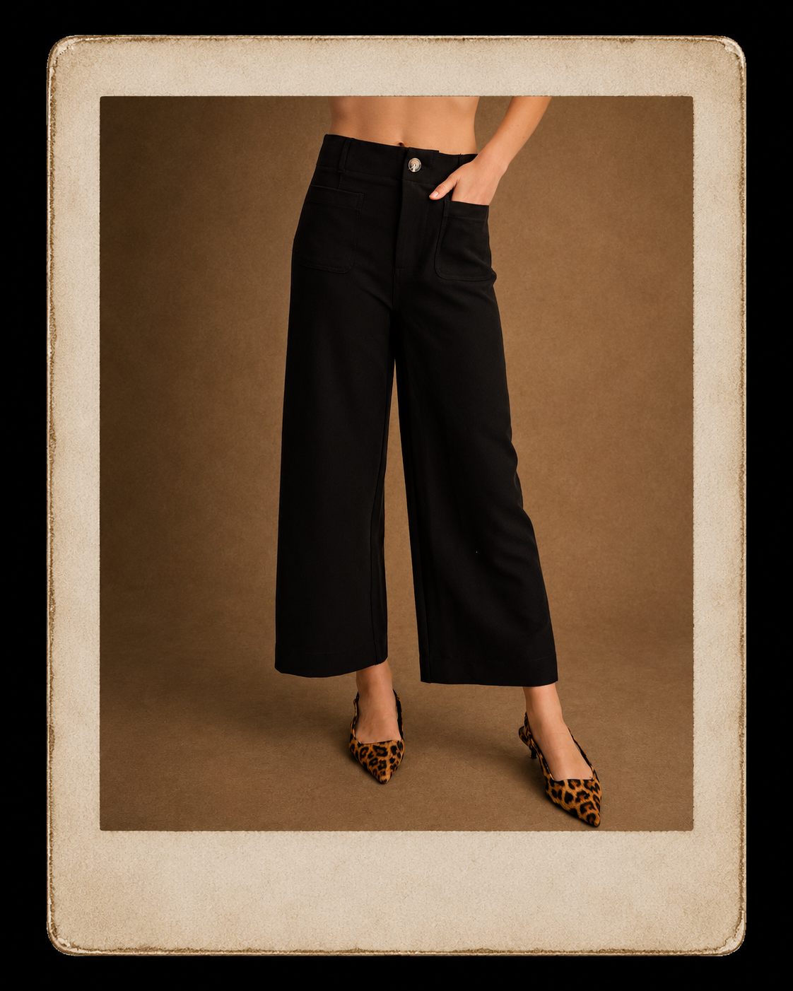 Cropped Wide-Leg Stretchy Pants
