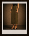 Olive Suede Column Skirt