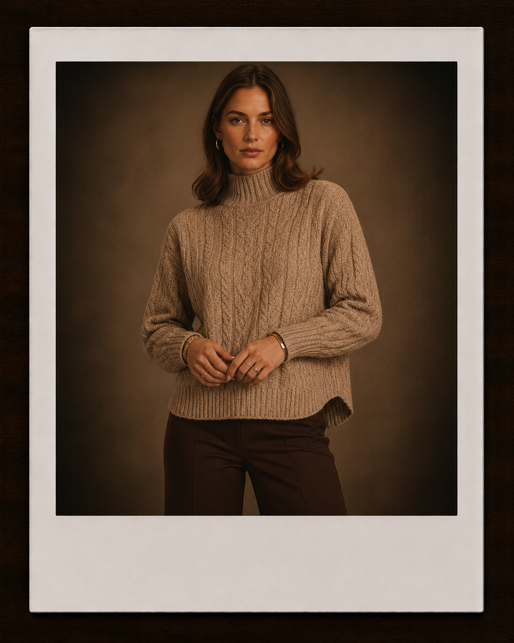 Wool Blend Cable Knit Sweater