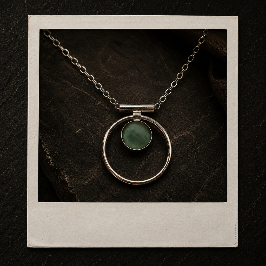 Jade Annulet Necklace - Sterling Silver