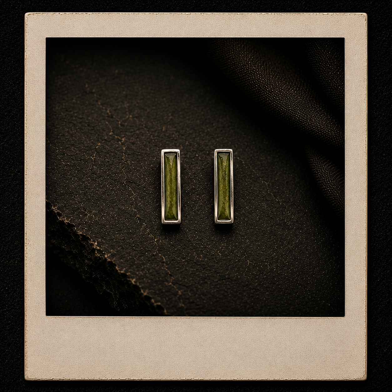 Peridot Inlay Stud Earrings - Sterling Silver