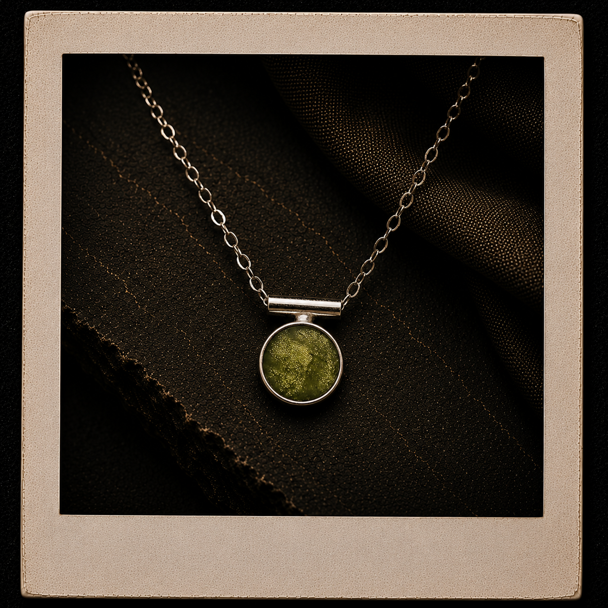 Peridot Inlay Pendant Necklace - Sterling Silver