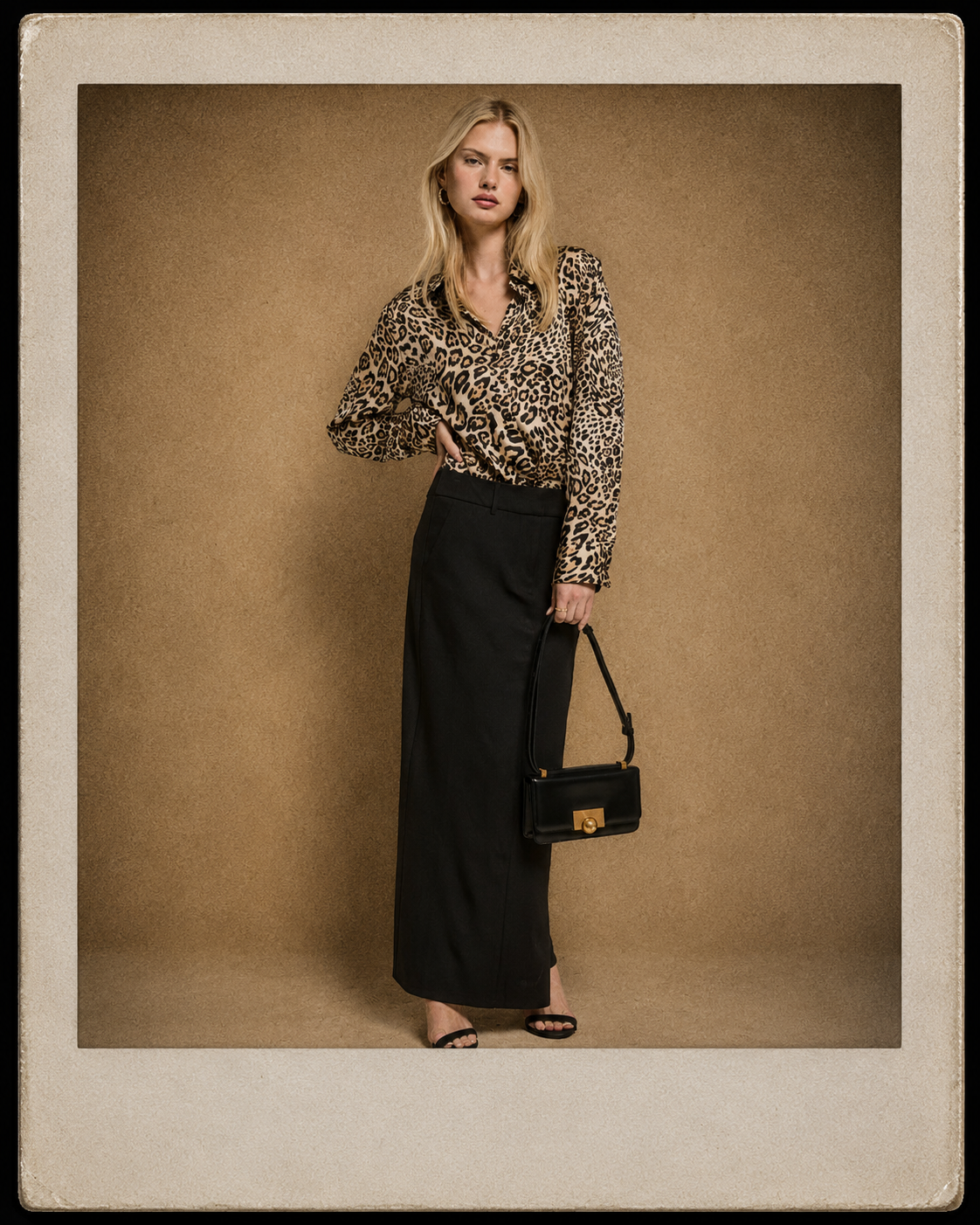 Satin Leopard Button Down