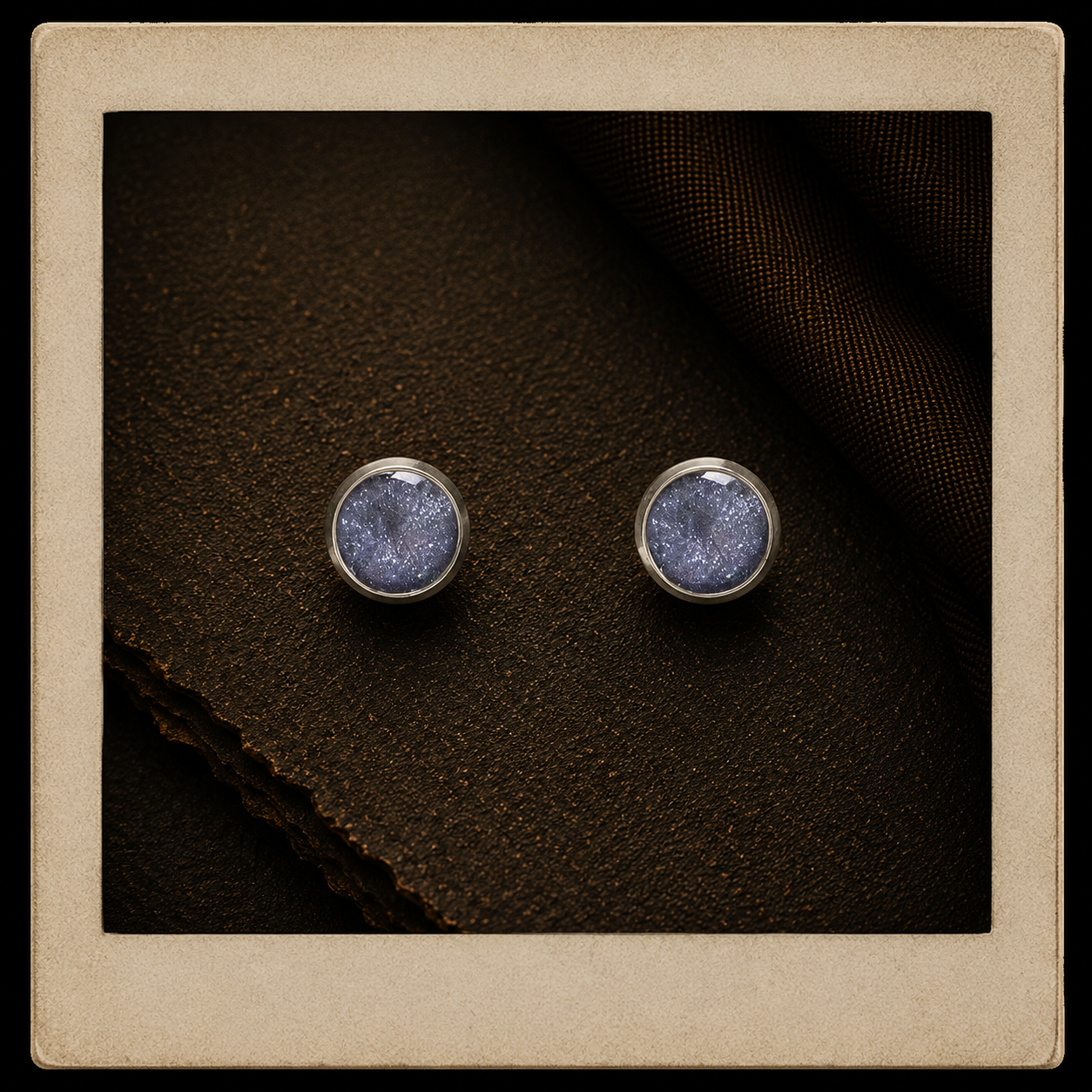Granite Solitaire Stud Earrings - Sterling Silver