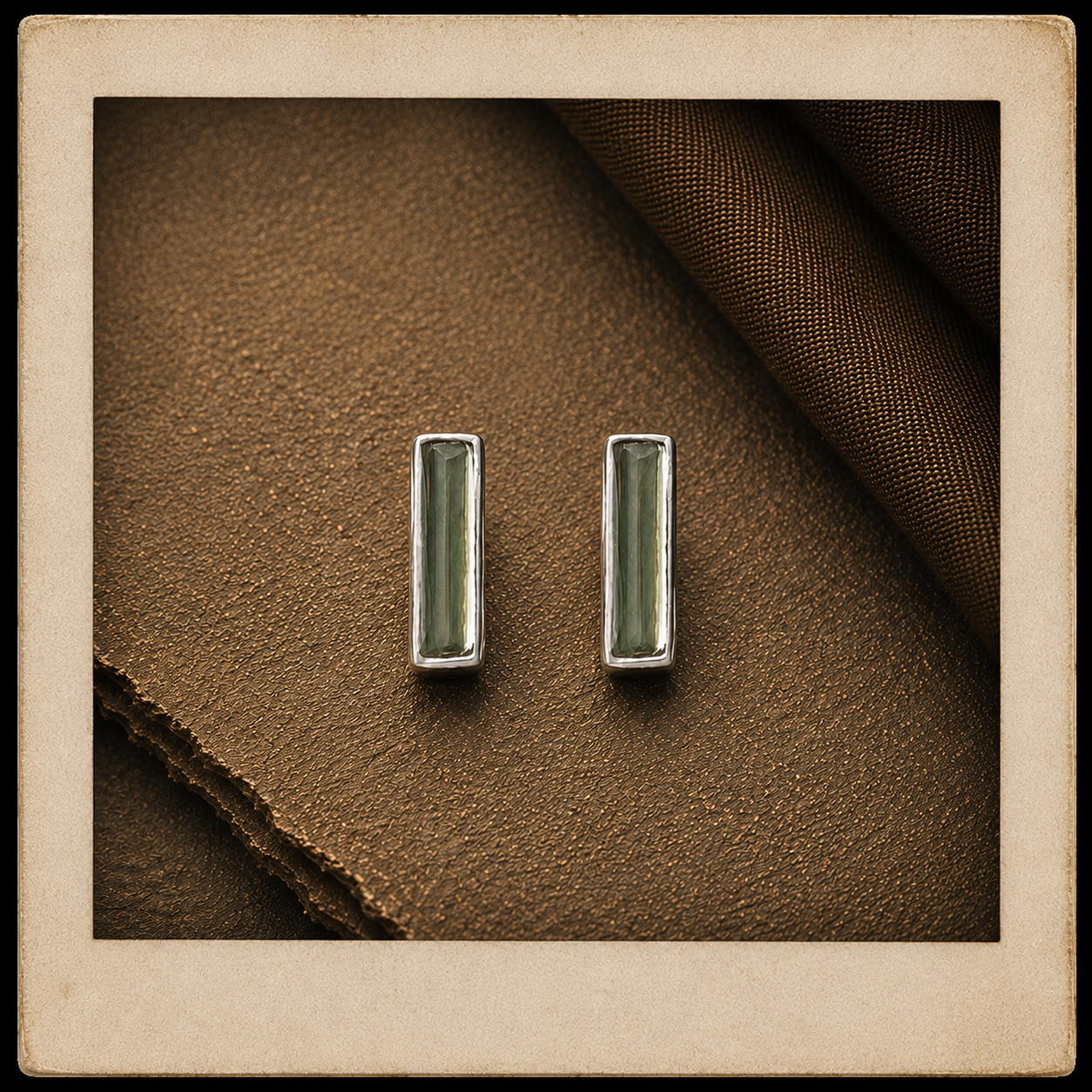 Jade Bar Studs - Sterling Silver