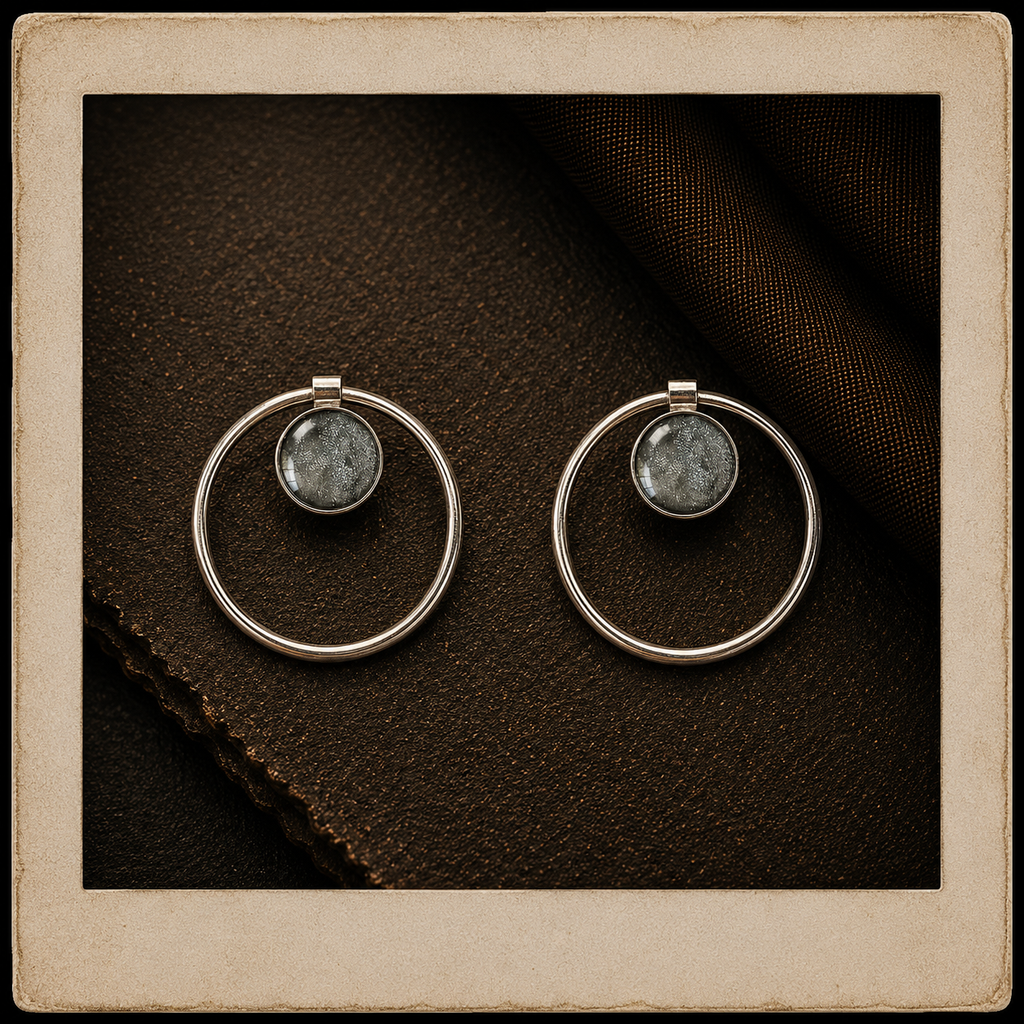 Granite Annulet Earrings - Sterling Silver