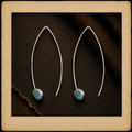Turquoise Marquise Hoops - Sterling Silver