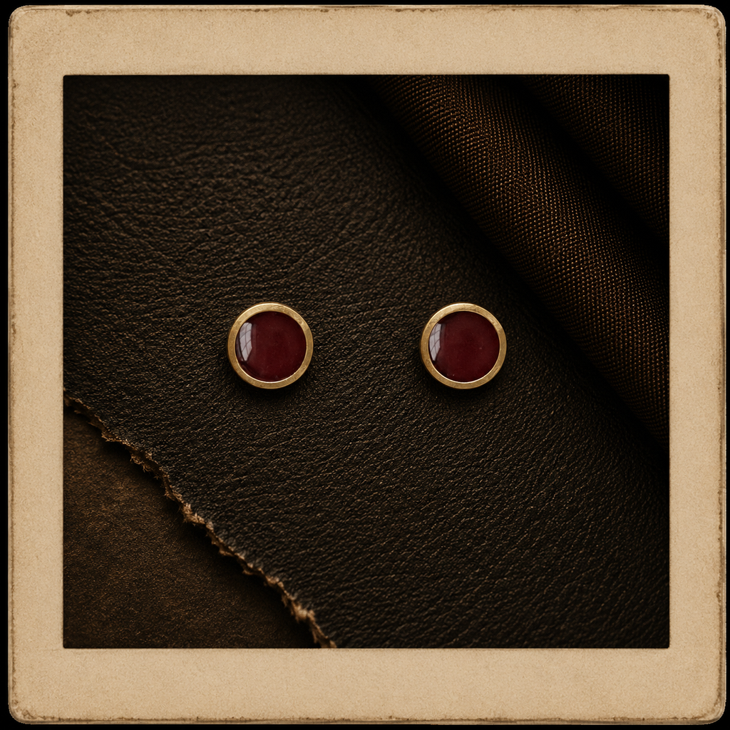 Garnet Solitaire Studs Earrings - 5K Gold - Petite