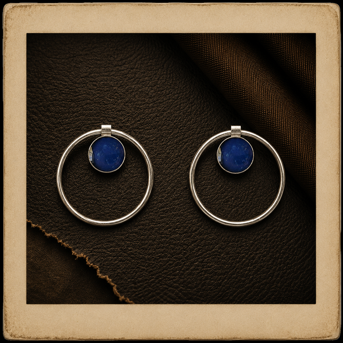 Sapphire Annulet Earrings - Sterling Silver