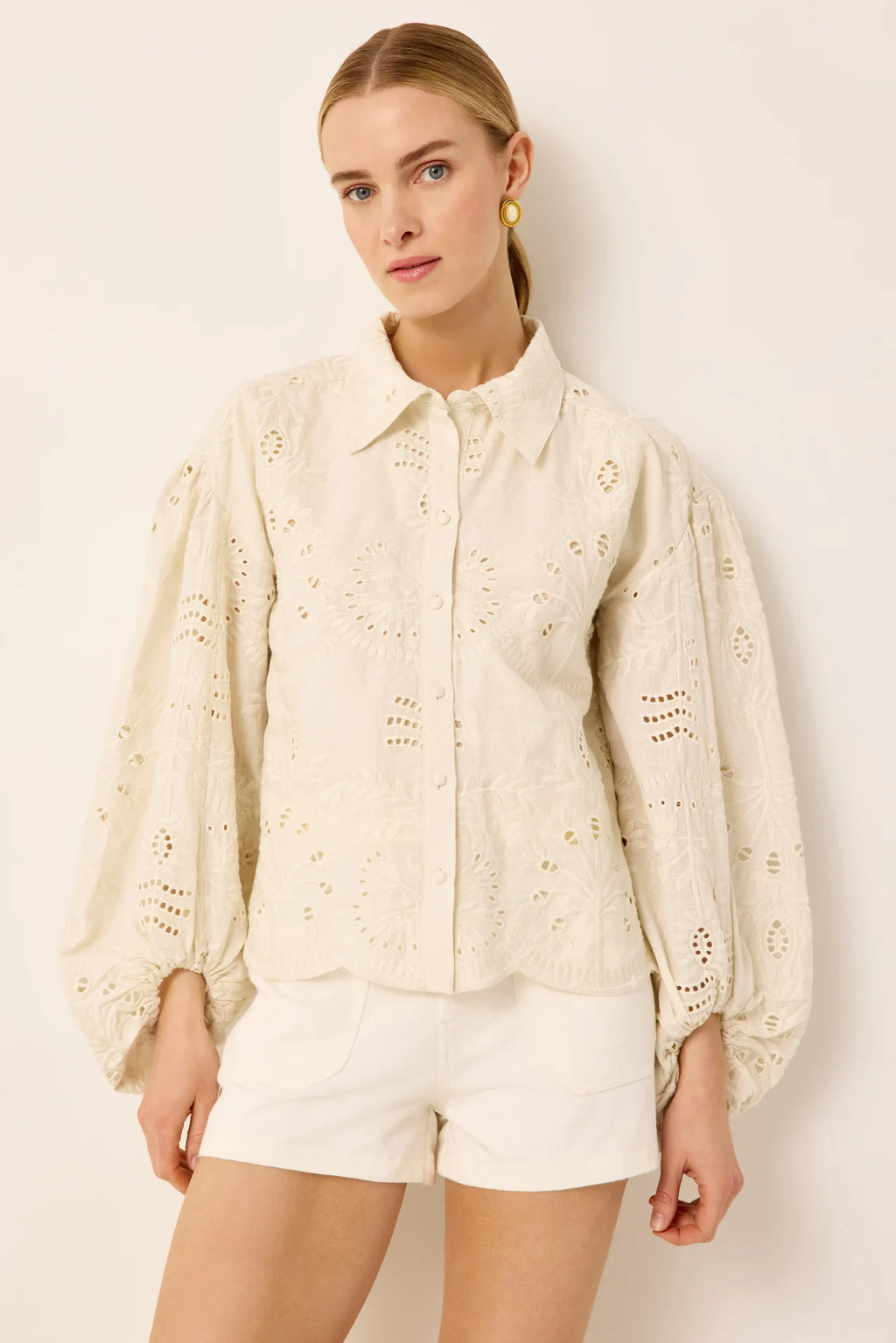 Embroidered Eyelet Blouse