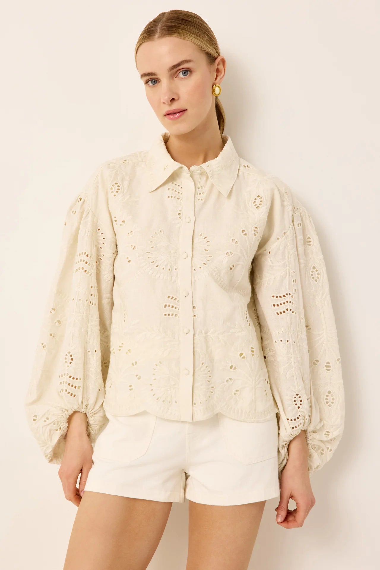 Embroidered Eyelet Blouse