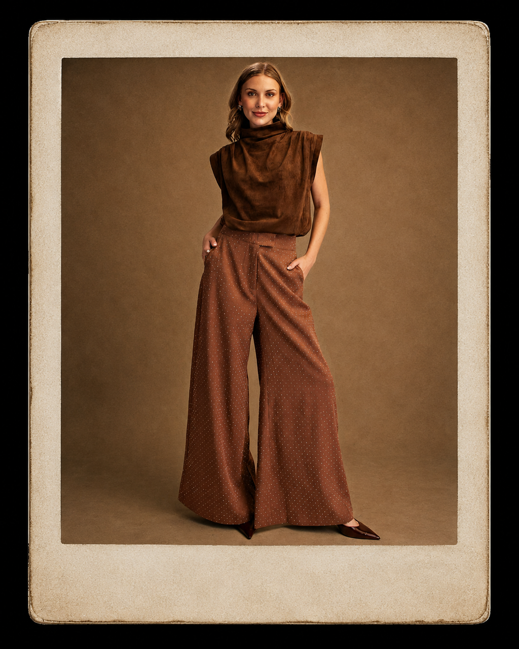 Rhinestones Wide Leg Pants