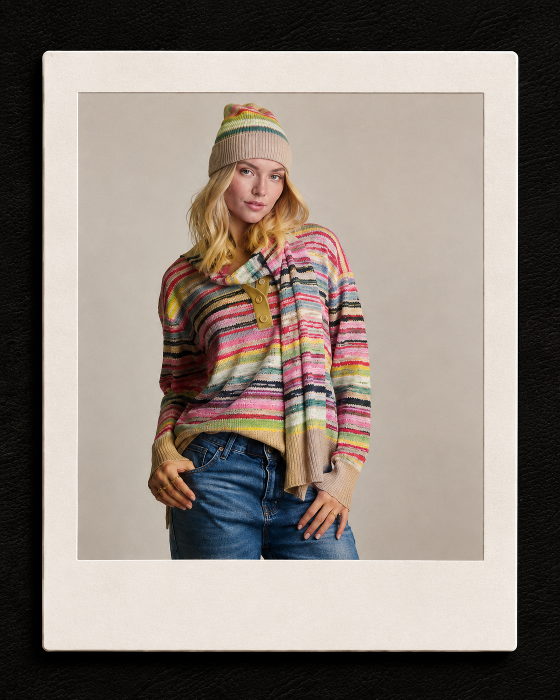 Hype Stripe Cashmere-Cotton Scarf