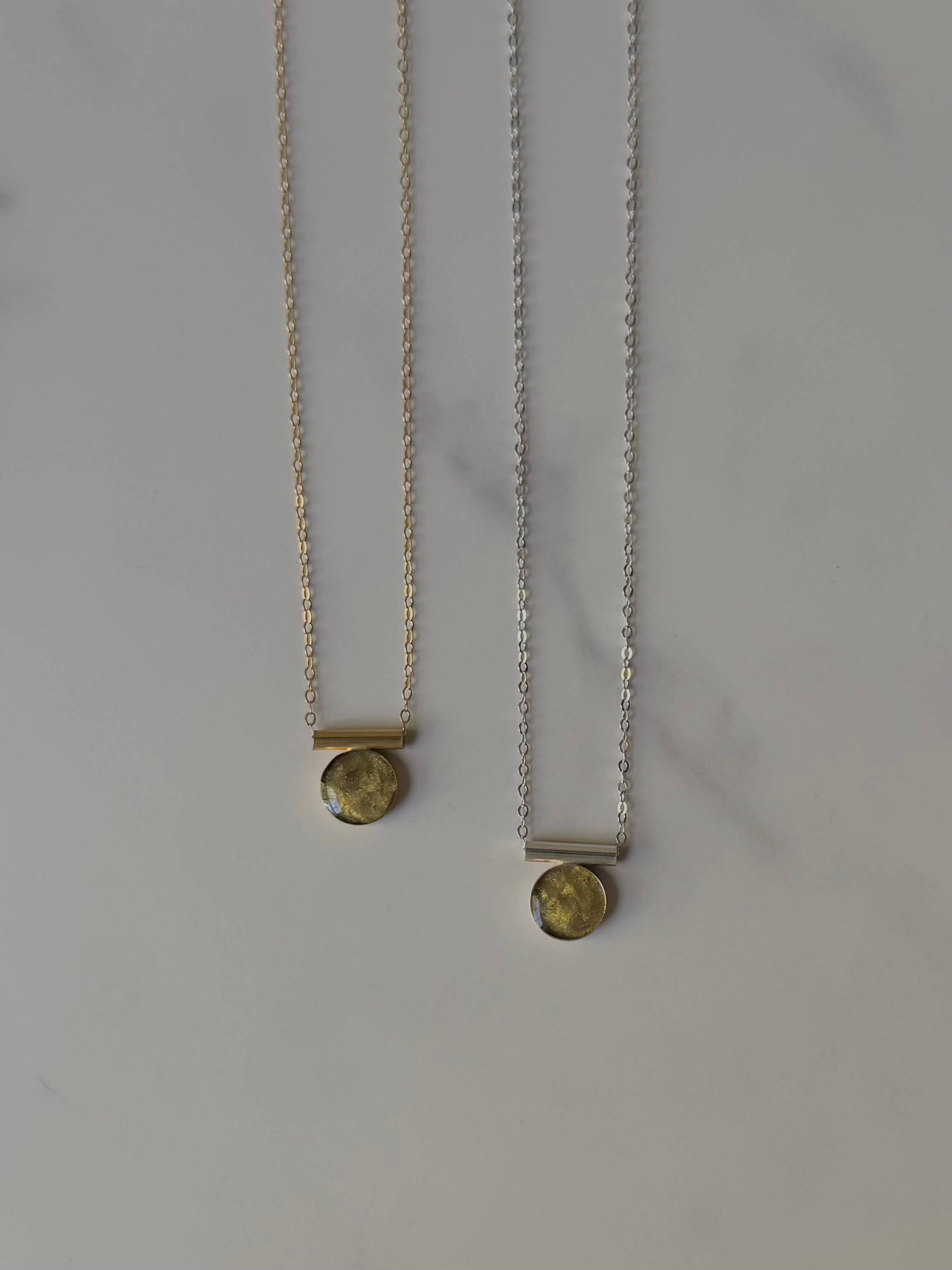 Sunstone Inlay Pendant Necklace - 14K Gold Fill