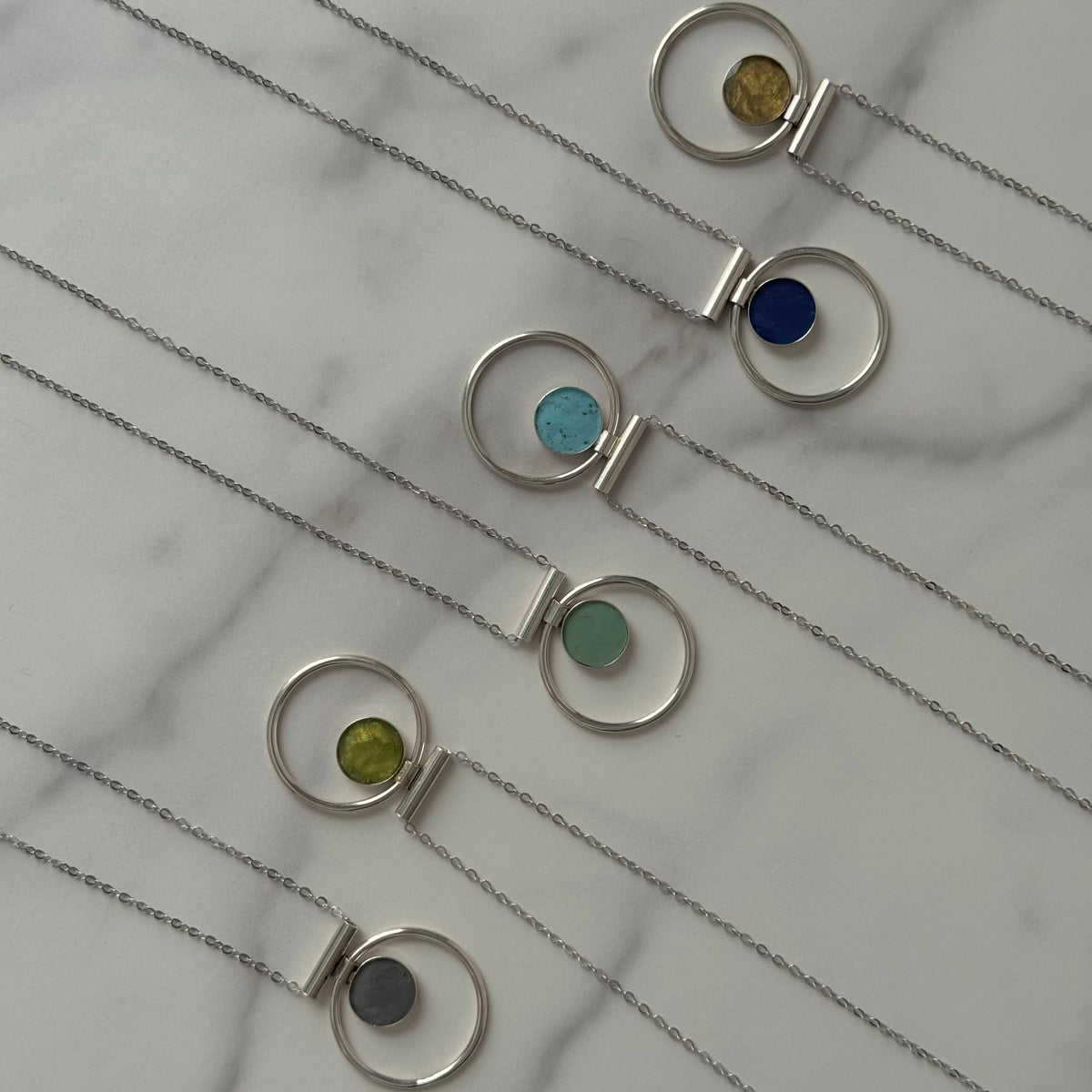 Turquoise Annulet Necklace - Sterling Silver
